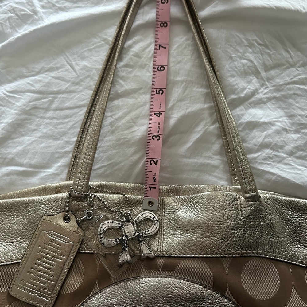 Coach Metallic Gold Hue and Tan Monogram Tote - Picture 15 of 15